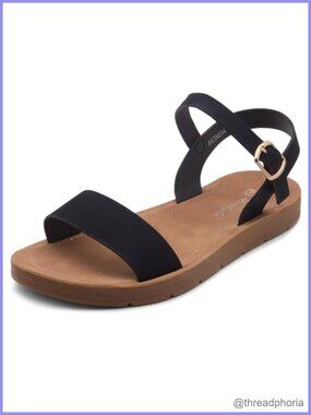 Women's Open Toe Flat Sandals Adjustable Ankle Strap Slip-On Summer Shoes